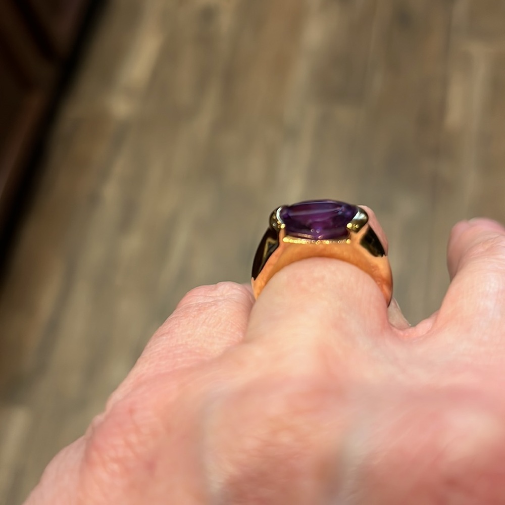 18K Over 925 Silver Lab-Created Alexandrite Ring & Earrings Set - Picture 8 of 12